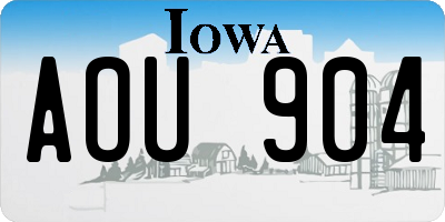 IA license plate AOU904
