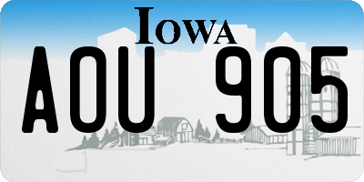IA license plate AOU905