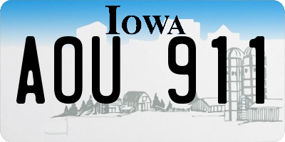 IA license plate AOU911