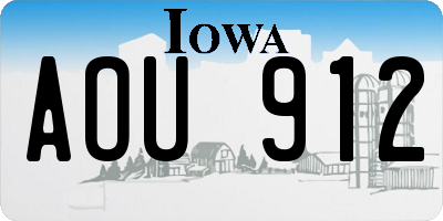 IA license plate AOU912