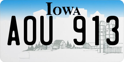 IA license plate AOU913