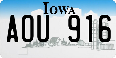 IA license plate AOU916