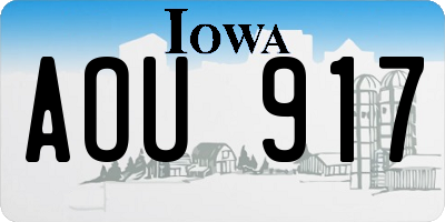 IA license plate AOU917