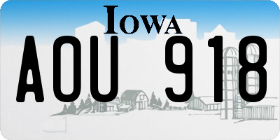 IA license plate AOU918