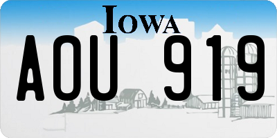 IA license plate AOU919