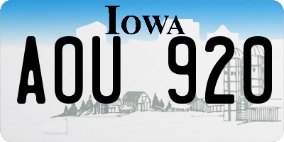 IA license plate AOU920