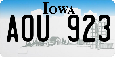 IA license plate AOU923