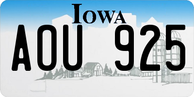IA license plate AOU925