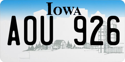 IA license plate AOU926