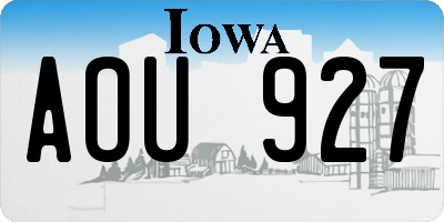 IA license plate AOU927