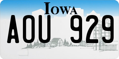 IA license plate AOU929