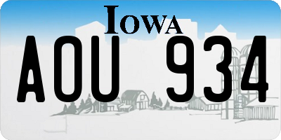IA license plate AOU934