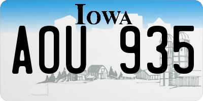 IA license plate AOU935