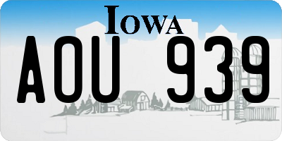 IA license plate AOU939
