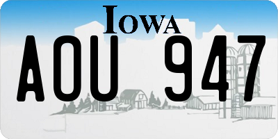 IA license plate AOU947