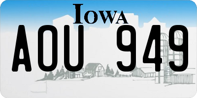 IA license plate AOU949