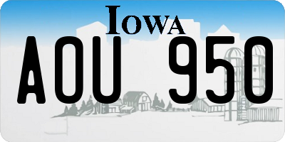 IA license plate AOU950