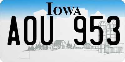 IA license plate AOU953