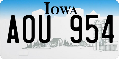 IA license plate AOU954
