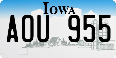 IA license plate AOU955