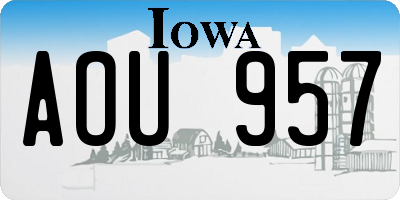 IA license plate AOU957