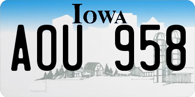 IA license plate AOU958