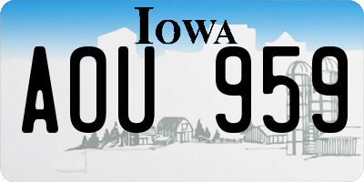 IA license plate AOU959
