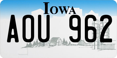 IA license plate AOU962