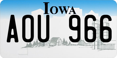 IA license plate AOU966