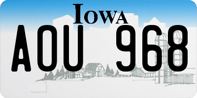 IA license plate AOU968