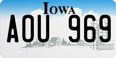 IA license plate AOU969