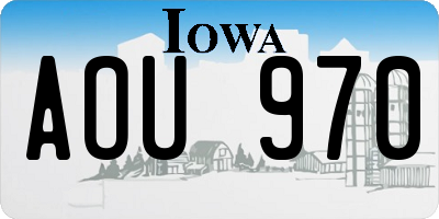 IA license plate AOU970