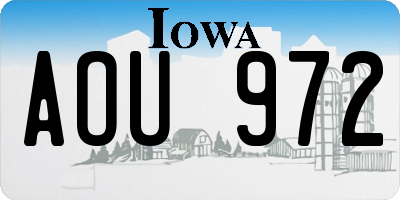 IA license plate AOU972
