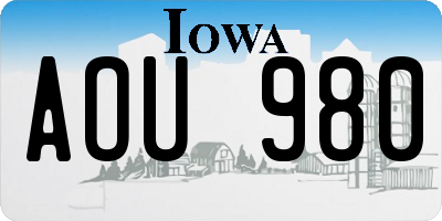 IA license plate AOU980