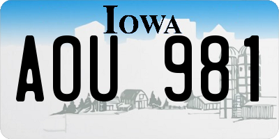 IA license plate AOU981