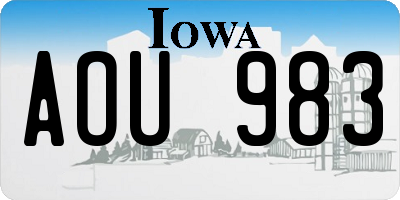 IA license plate AOU983