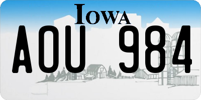 IA license plate AOU984