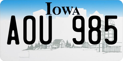 IA license plate AOU985
