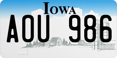 IA license plate AOU986