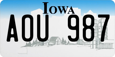 IA license plate AOU987