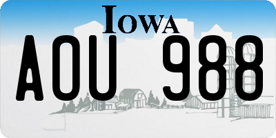IA license plate AOU988