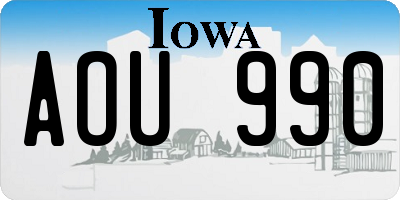 IA license plate AOU990
