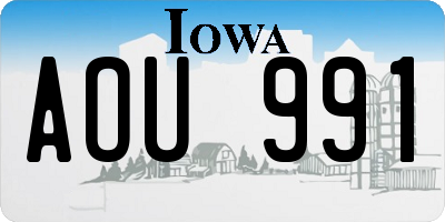 IA license plate AOU991
