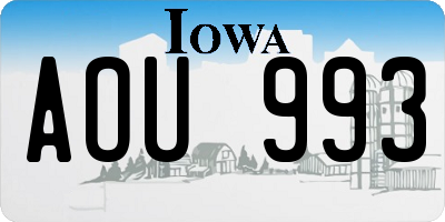 IA license plate AOU993