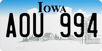 IA license plate AOU994