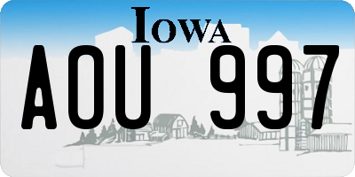 IA license plate AOU997