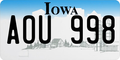 IA license plate AOU998