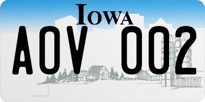 IA license plate AOV002