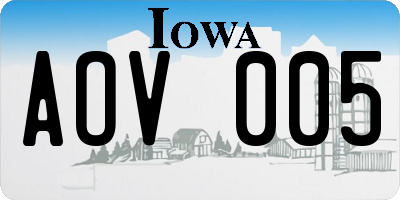 IA license plate AOV005