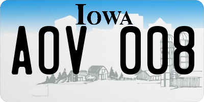 IA license plate AOV008